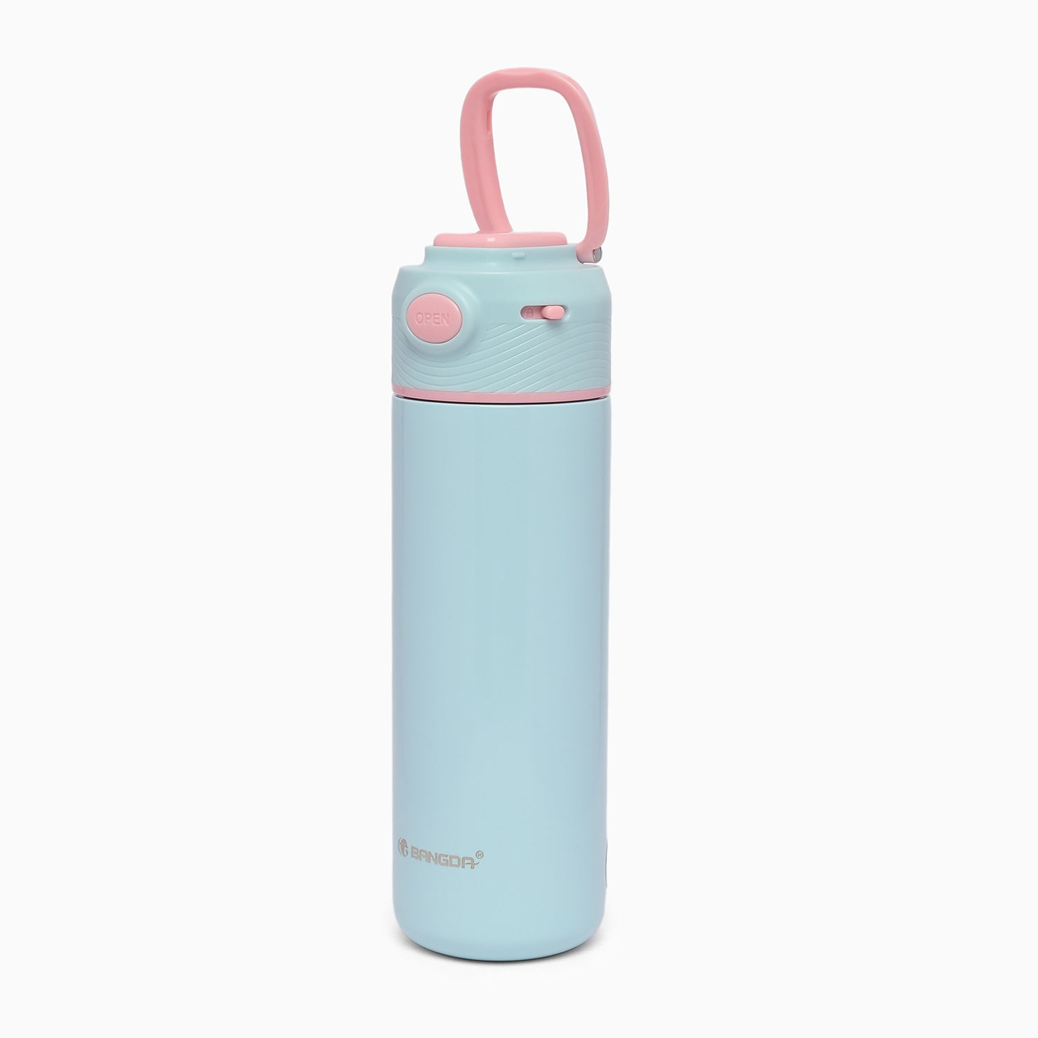 Premium quality vacuum stainless steel insulated sipper bottle lockable popup lid- 450ml (baby blue) - Kidspark